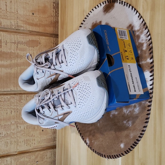 Brooks Shoes - Brooks Adrenaline GTS 19 Grey Copper White Shoe Women's Size 8.5B